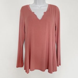 Z Supply Jemina Light Pink Split Neck Knit Top Size M